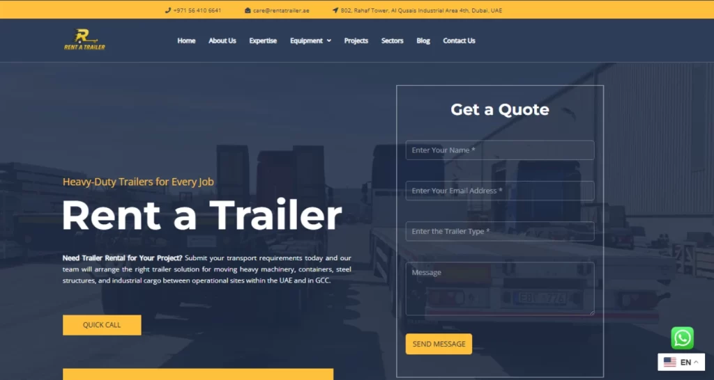 rent a trailer dubai