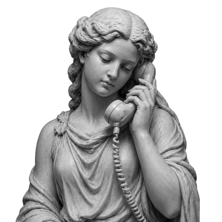 Marble statue on a telephone call